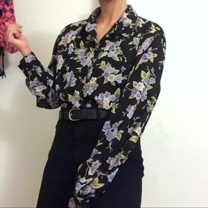 Vintage floral button down blouse